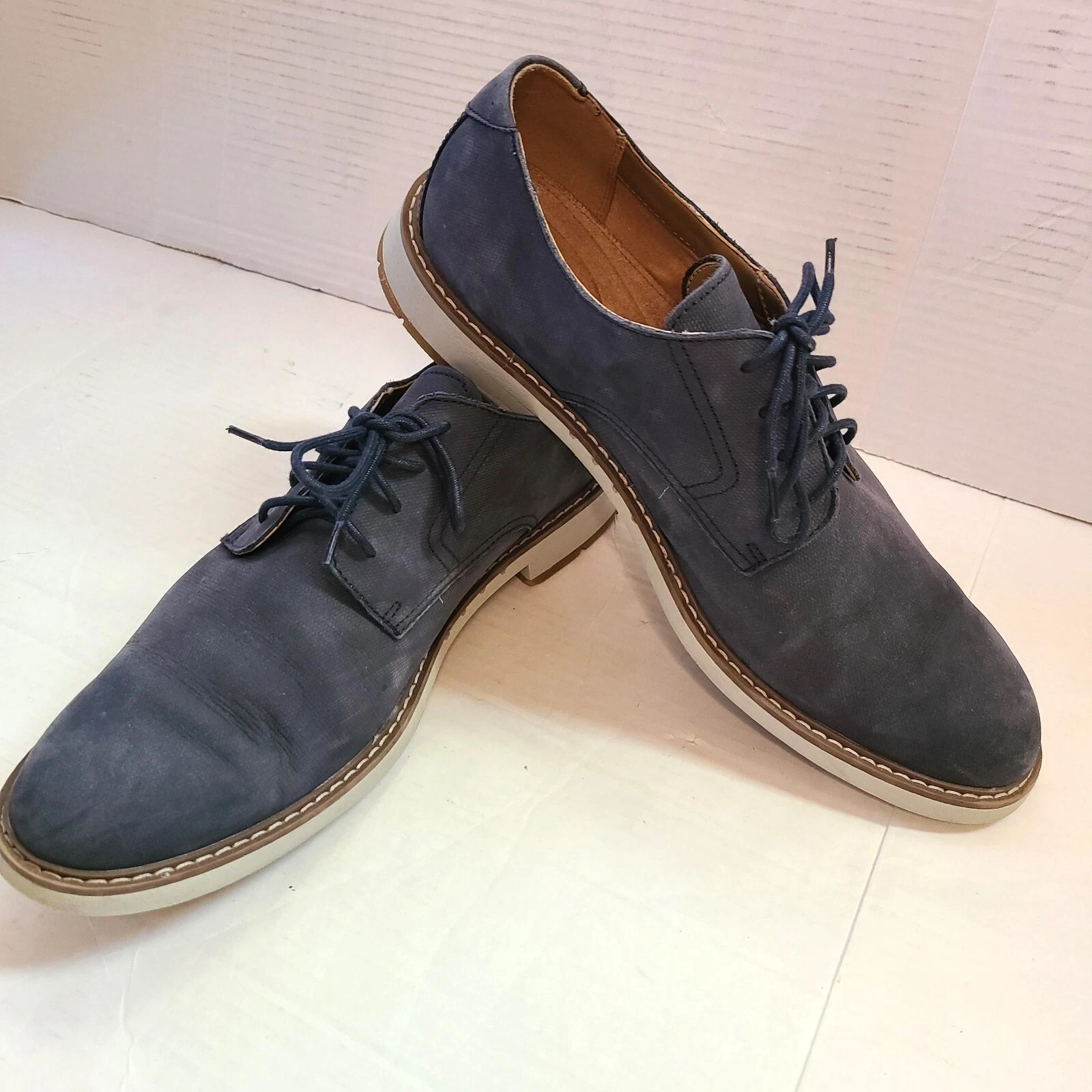 Scarpe uomo Clarks UN ELOTT LACE Oxford punta liscia NAVY NUBUCK taglia 12