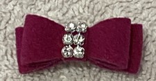 Susan Lanci Plum Crazy TC 2-Row Giltmore Dog Bow With Swarovski Crystals