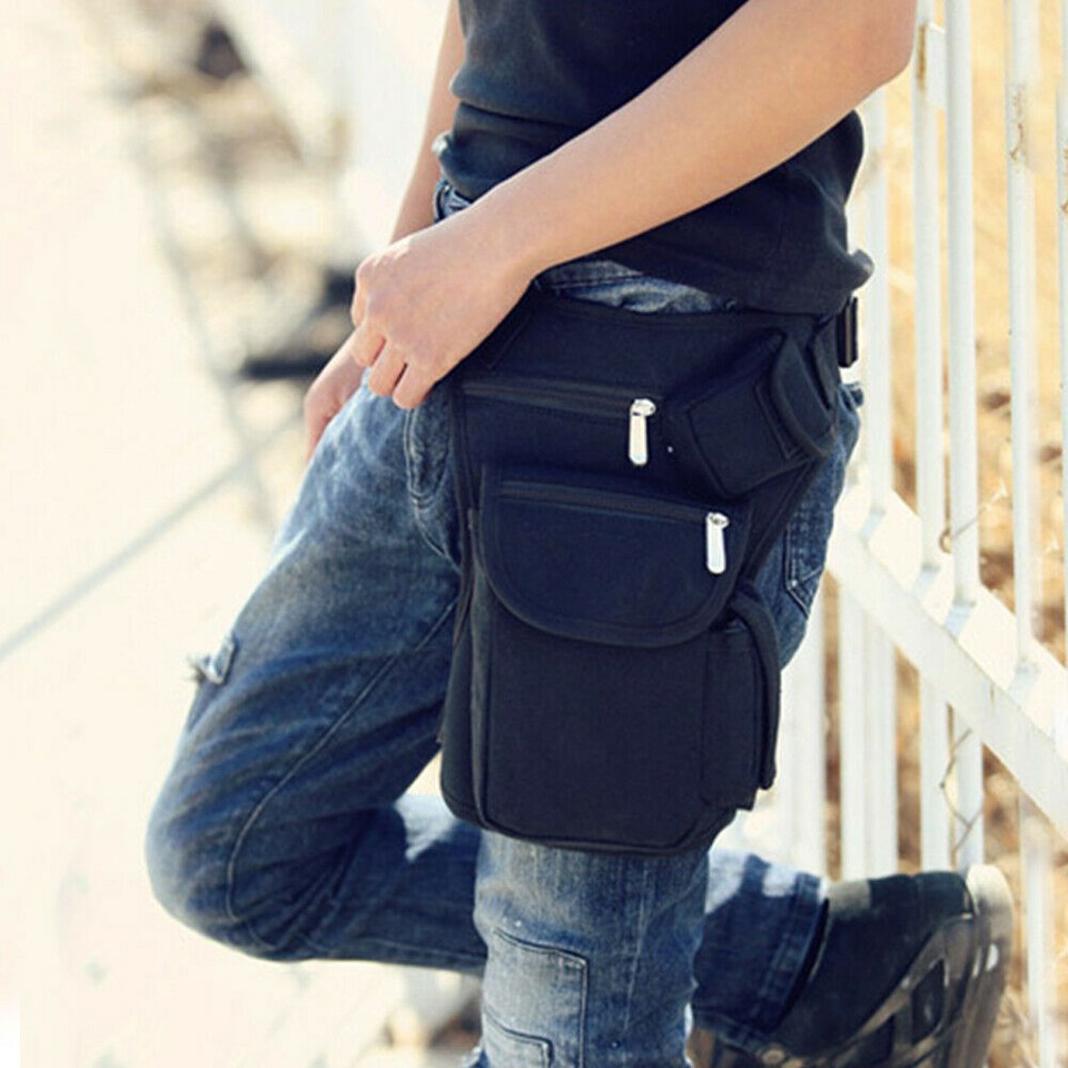 Le'aokuu Mens Genuine Leather Outdoor Sporting Hicking Waist Hip Pack Messenger