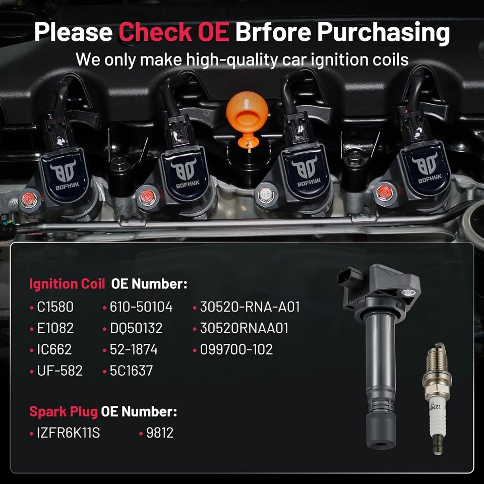 Bobina de encendido y bujía UF582 para Honda Civic 1,8 L I4 2006-2011 4 Performance Foto 4 de 4