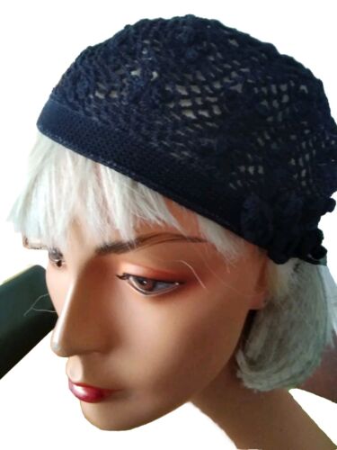 40,S Black Lace Skullcap Style Hat.22 Ins Head Size