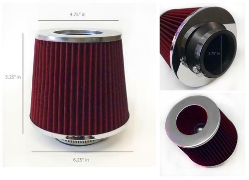 RED 2.75" 70mm Air Intake Cone Filter + Heat Shield for Audi A3 A4 A5 A6 TT - Bild 5 von 5