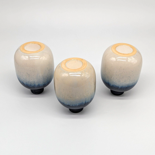 Drip Glaze Pottery Bud Vases Set of 3 VTG Coastal Nautical Seaside Decor - Picture 7 of 7