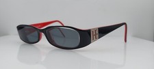 Vintage Helium HE4035 Black Red Rectangular Sunglasses France FRAMES ONLY