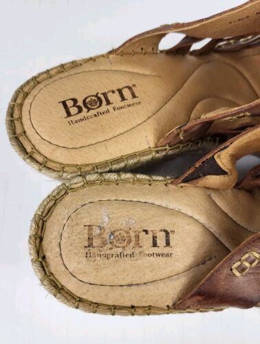 Zapatos para mujer Børn Born Pinal marrón 9M cuero trenzado cuña alpargata sandalias - Imagen 4 de 9