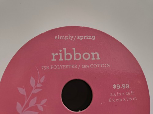 simply/spring RIBBON Wired Beige White Dots Stripes Cotton Poly 2.5" x 25 ft - Picture 5 of 5