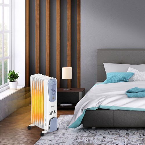 1500W Electric Oil Filled Radiator Space Heater 7-Fin Thermostat Room Radiant - Picture 4 of 10