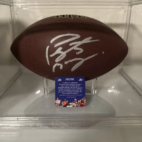 Peyton Manning Signed Football Autographed Full Size #18 w/COA & Display Case