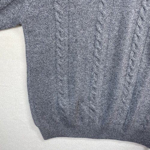 NWT Mark Shale 100% Cashmere Men's Turtleneck Sweater XL Heather Gray Cables - Picture 5 of 11