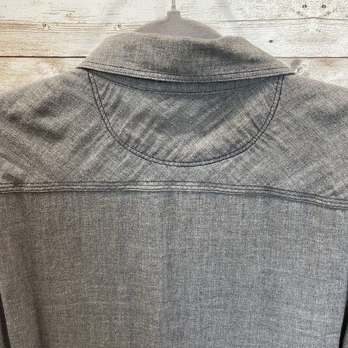 Converse Mens L Shirt One Star Gray Button Up Pockets Long Sleeve 100% Cotton - Picture 10 of 12