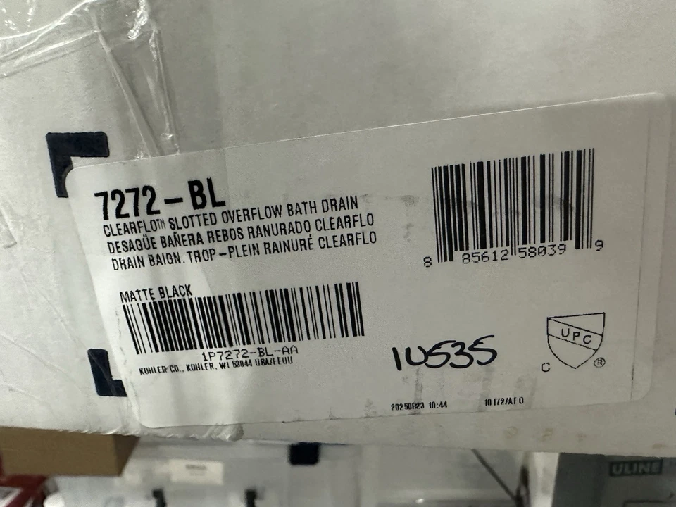 Drenaje de baño Kohler 7272-BL Clearflo ranurado desbordamiento negro mate Foto 2 de 4