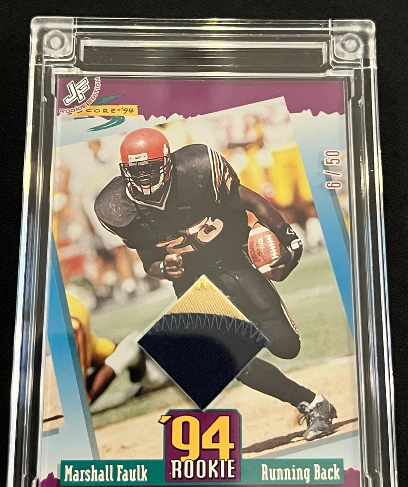 Tarjeta de parche de novato Marshall Faulk 94 edición novato Jersey Fusion 2024/50 Foto 4 de 4