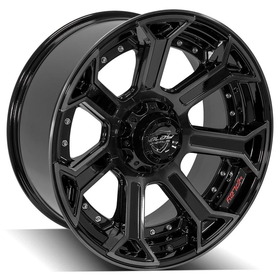 Set(4) 22x10 Black 4PLAY Wheels & 33x12.5x22 R/T Tires 5X127 & 5X139.7 -24ET - Image 4 of 4