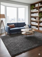 Grey Charcoal Sparkle Shaggy Rug 150x220cm,Premium Belgravia, Soft Pile RRP£380