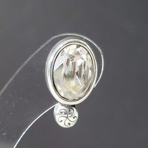 Brighton Silver Tone Oversized Clear Crystal Post Earrings - Picture 4 of 15