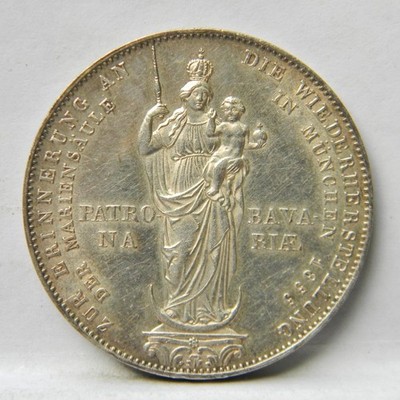 German States Bavaria Maximilian II Madonna 2 Gulden commemorative 1-yr type UNC