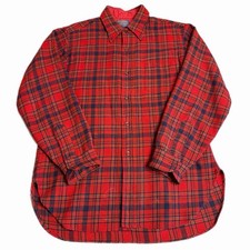 Vintage Pendleton 60s Plaid Red Wool Board Shirt Size Large 1960s
