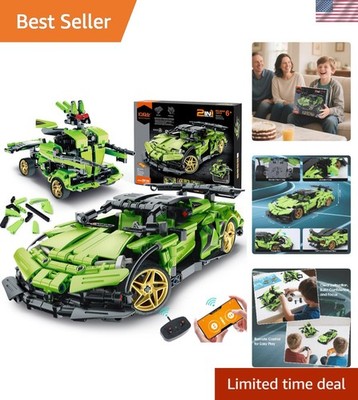 Interactive 2-in-1 RC Car and Robot Building Kit - Perfect STEM Gift for Ages 6+