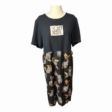 Teddi Safari Dress Zebra Vtg 90s Animal Print Short Sleeve Brown Modest XL