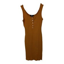 Lulus Shapin' Up Camel Ribbed Bodycon Mini Dress Medium Stretch Curvy Lagenlook