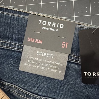 Torrid Lean Jeans Size 5T Blue Super Soft Stretch Ankle Raw Hem Skinny - New