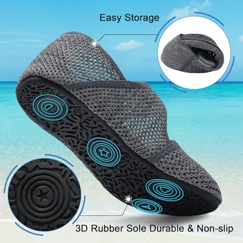 Water Shoes for Women Men Barefoot Beach Swim Aqua Socks Summer Wide Slides - Picture 4 of 6