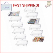 JOUTYFOR 12 Pack Clear Plastic Storage Containers with Lids, 8 x 5 x 1.75 Inch S