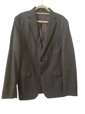 Austin Reed Blazer Sports Coat Suit Jacket 2 Button Wool Gray Brown Plaid 42L