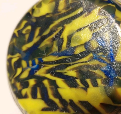 💛🖤 Handcrafted Glass Plate – Abstract Yellow, Black & Blue (2017) 🖤💛 - Picture 5 of 7