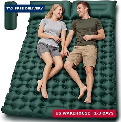 Double Camping Sleeping Pad, 4'' Extra Thick 2 Person Inflatable Sleeping Pad
