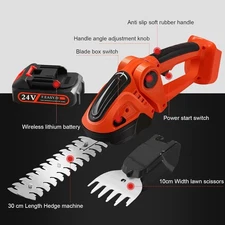 WeePro 24V Cordless Hedge Trimmer 2-in-1 Lawn Shear, SK5 Blades, 90° Adjustable