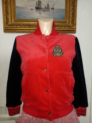 JUICY COUTURE BOMBER RED BLACK WARM JACKET SIZE S MADE IN USA