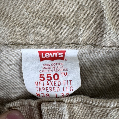 Vintage Levis 550 Jeans Mens 38x32 Khaki Beige Denim Relaxed Fit Made in USA - 第 3/9 張圖片