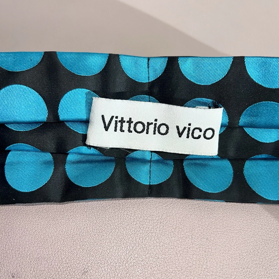 Vittorio Vico 80-х редкая синий горошек ручной работы полиэстер мужской шеи галстук шарф - Изображение 2 из 4