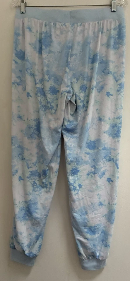 Hanes Womens Tie-Dye Soft Polyester Adjustable Waist Pull On Lounge Pants Blue M - Image 3 of 4