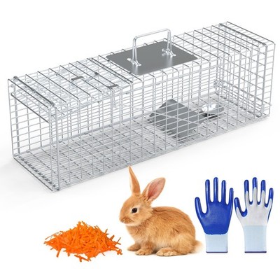 Folding Live Animal Trap Cage Steel Design for Catch Stray Cats Rabbits Beavers