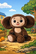 Cheburashka Plush Toy Large 15" Vintage Russian Toy, Cheburashka Animation