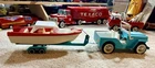 1960s Turquoise Jeep Tonka with Boat Clipper and Trailer