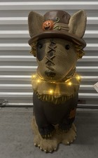 2026 Home Depot Accents 2.5 Ft Scarecrow Bullterrier Halloween Dog Blow Mold LED