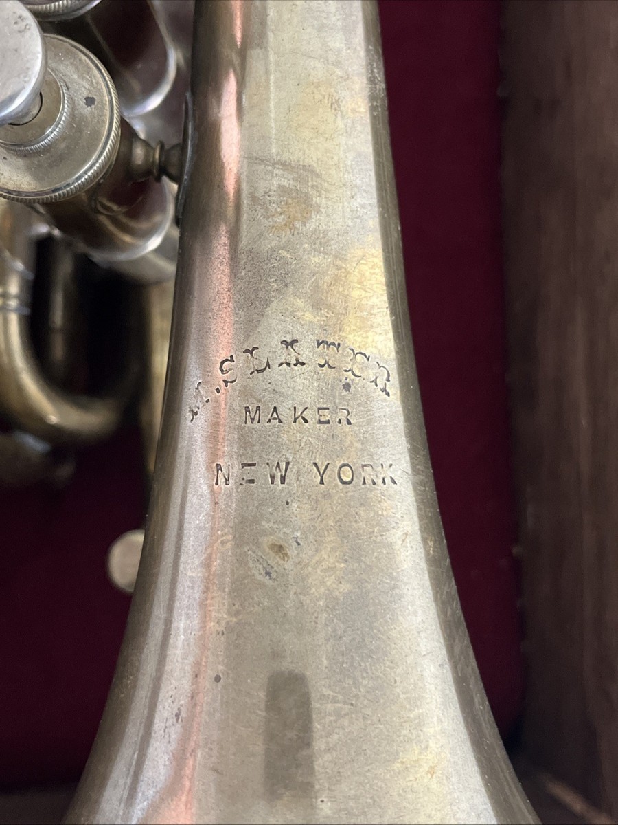 Late 1800s Moses Slater Shepherds Crook Cornet w/Pigtail -Wood