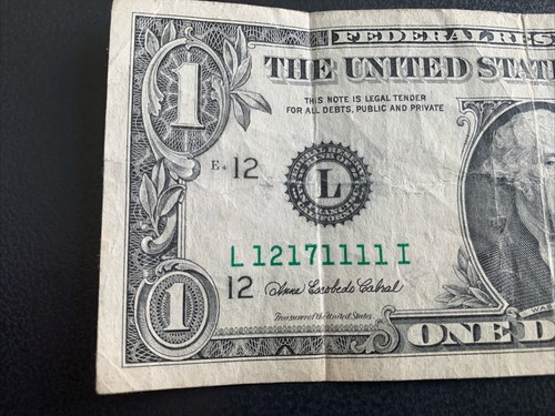 6 of a Kind Fancy Serial Number One Dollar 2003 Bill. #12171111. - Picture 2 of 4