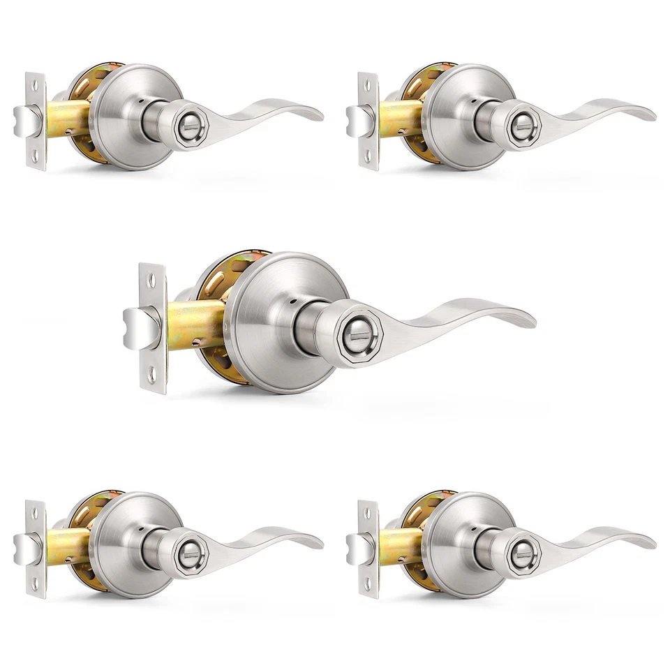 拉丝镍圆门旋钮隐私通道波浪门杠进入锁 — 第 2/4 张图片