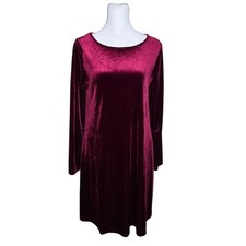 Lianyiqun Womens Maroon Velvet Swing Dress Size Medium