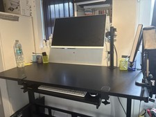 Manual Height Adjustable Standing Desk, Black, 74-114cm height, 45 Kg capacity