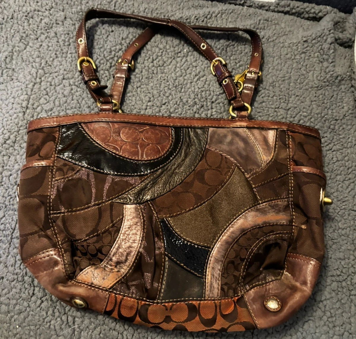 Coach Patchwork Canvas Exterior Medium Bags & Handbags for Women