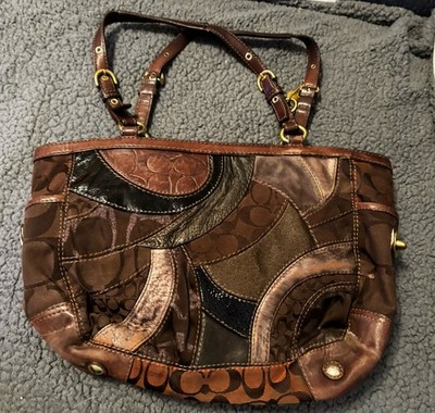 COACH Mosaic Signature Patchwork Shoulder Bag - Brown Leather