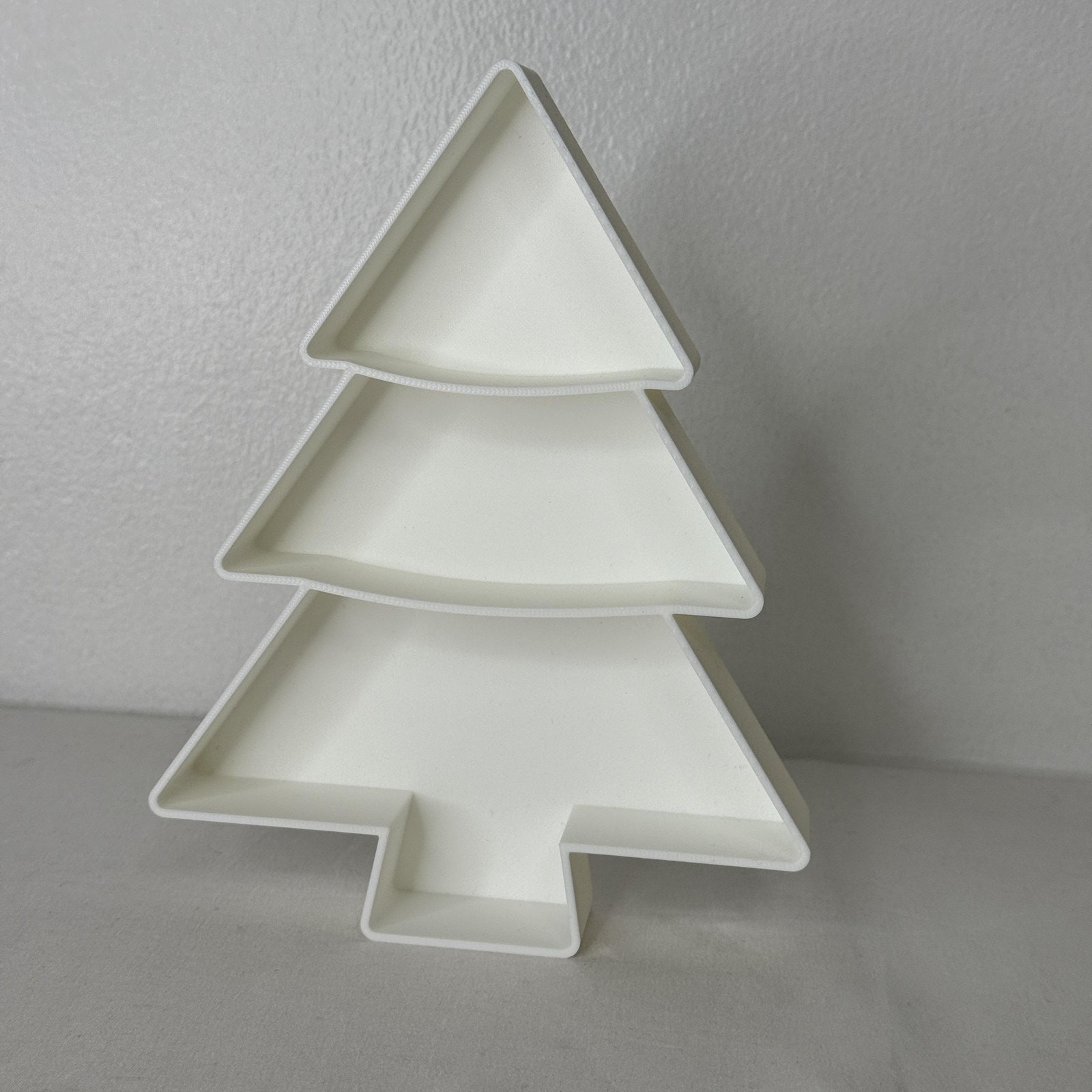 White Christmas Tree Shaped Sectioned Serving Tray Dish 8" Holiday Decor Shelf