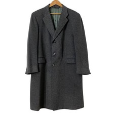 VTG Nob Hill Clothes Mens Wool Overcoat Gray Made In USA Union Label Mid-Length