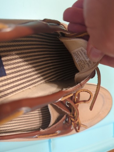 Polo Ralph Lauren Mens Rylander Tan Canvas/Brown Leather Boat Shoes 10D EUC - Picture 20 of 20