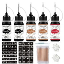 Henna Tattoo Kit Gel Ink Waterproof 78 Free Stencils DIY Tattoos Freckles Women